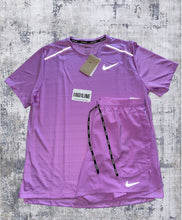 Load image into Gallery viewer, Nike miler 1.0 rush fuschia t-shirt and short set
