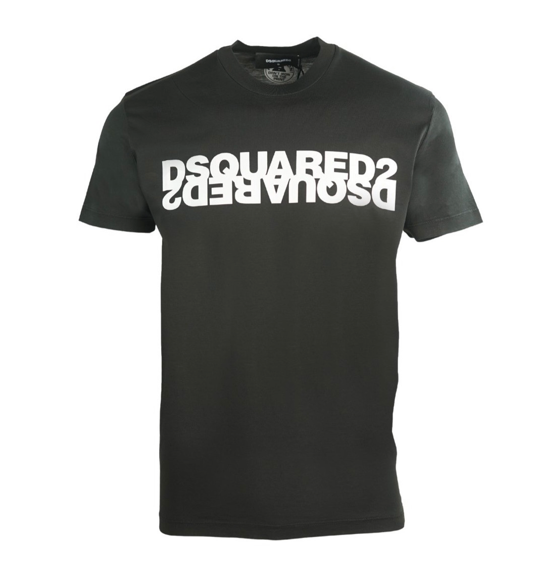 Dsquared2 cool fit mirrored brand logo black t-shirt